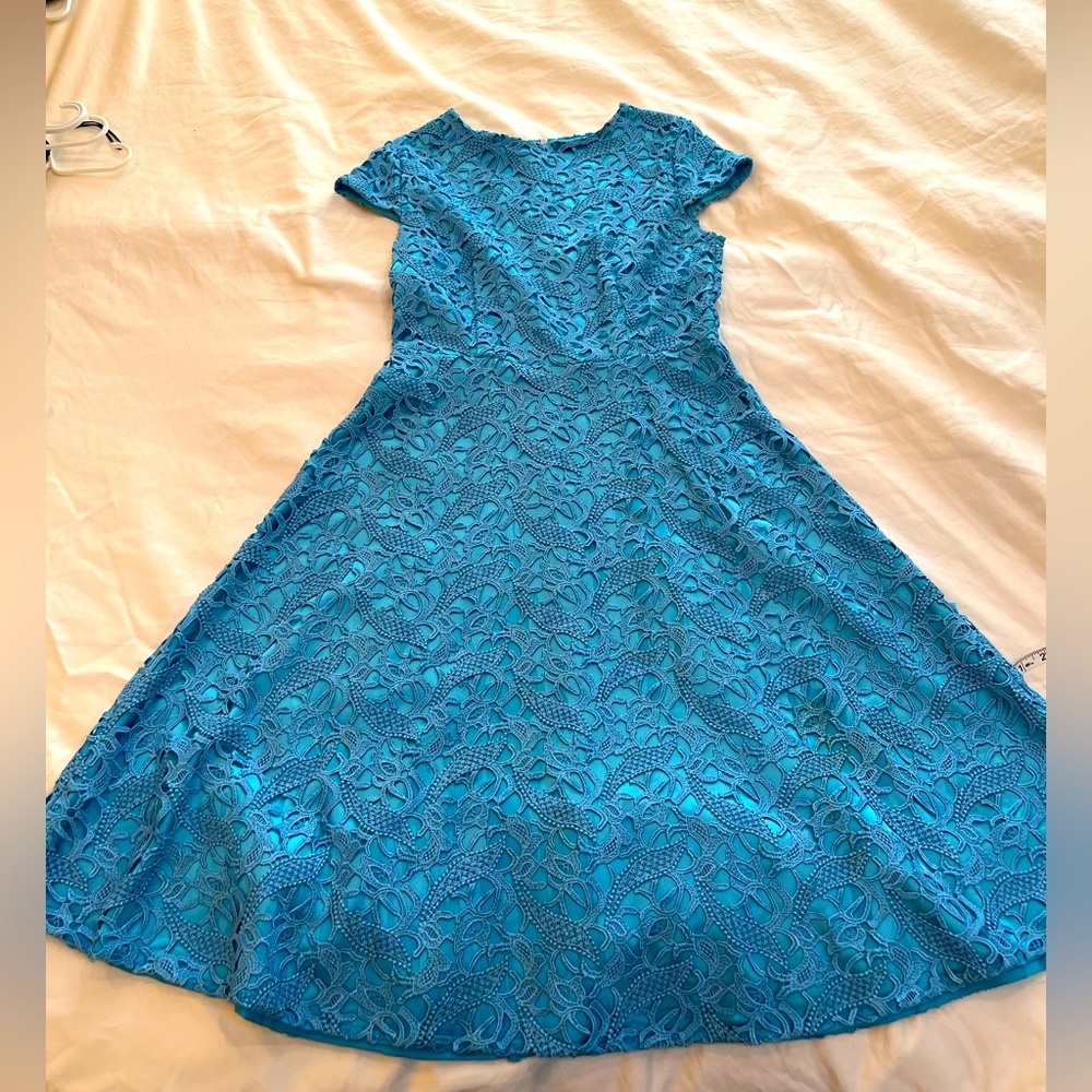 Bettie Page by Tatyana Blue Lace Party Dress Retro Size Large